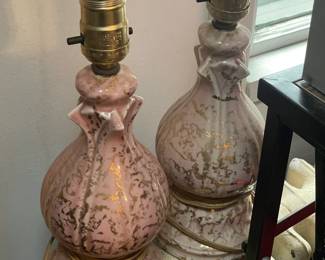 Vintage Pink & Gold Splatter Lamps