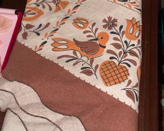 Vintage Bird Patterned Tablecloth
