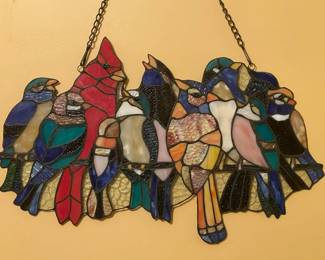 BEAUTIFUL Stained Glass Birds Hanging Decor 