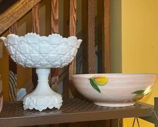 Milk Glass Pedestal Compote Bowl