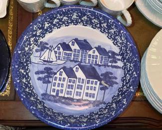 Oversized Blue & White Pottery Pie Plate