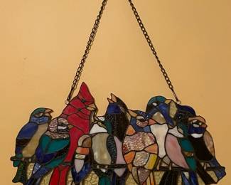 BEAUTIFUL Stained Glass Birds Hanging Decor 