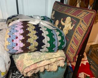 Blanket & Needlepoint Pillow