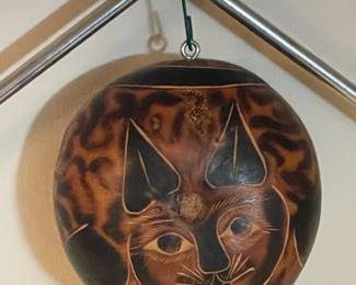 Hand Carved Wooden Cat Rattle