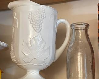 Milk Glass Footed Pitcher