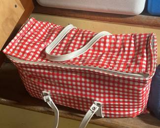 Vintage Red & White Plaid Cooler Bag