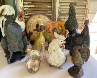 Collection Of Mixed Material Chicken  Rooster Decor