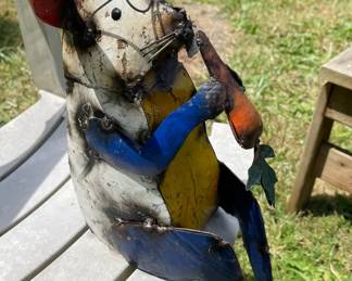 Rabbit Sculpture Handcrafted From Recycled Scrap Metal