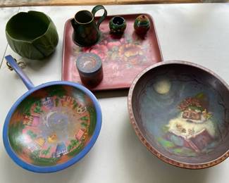 Whimsical Painted Decor Inc Bowls Tray  Trinket Boxes