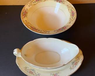 Eggshell Georgian Homer Laughlin Oval Plate Gravy Boat USA  Semi Vitreous E Knowles Bowl