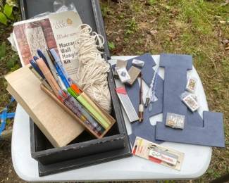 Macrame Wall Hanging Kit Glass Dip Pens Mini Playing Cards and More with Storage Box