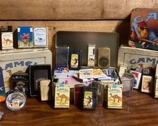 Vintage CAMEL Cigar Tins With Lighters And Matches