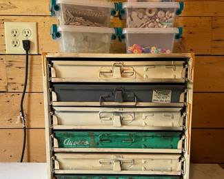 Vintage Industrial Parts Cabinet With Metal Sliding Drawers Hardware  Crafting Supplies