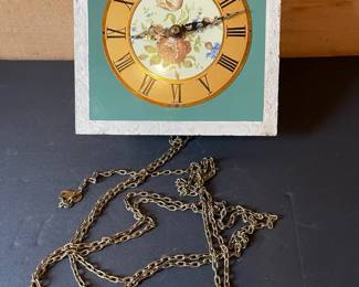 Vintage Square Wall Clock With Floral Center For Repair