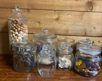 Jars Of Beads Buttons And Others For Crafting