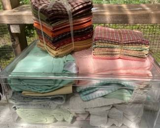 Fabric Squares With Linen And Scraps