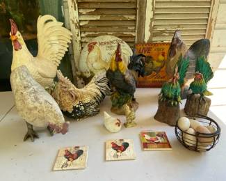 Lot Of Assorted Material Chicken  Rooster Decor