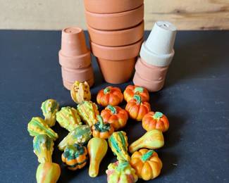 Dollhouse Size Miniature Clay Pots  Vegetables