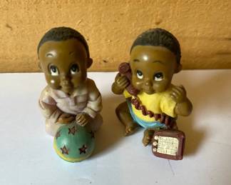African American Baby Figurines Baby On Phone  Baby With Ball