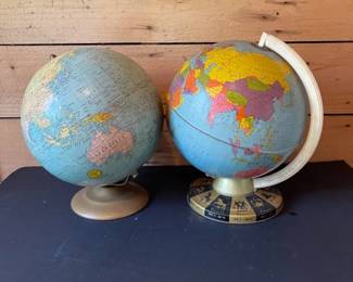 9 Vintage GlobesMetal With Zodiac Symbols Base  Paper Covered Sphere