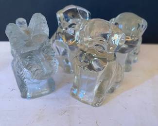 Vintage Clear Glass Mopey Dogs Figurines Scottish Terrier