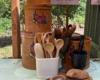 Wooden Kitchen Containers And Utensils