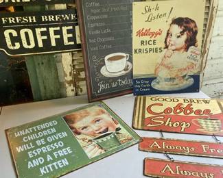 Vintage Tin Coffee Signs