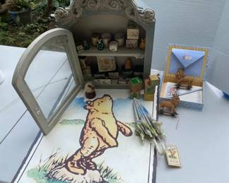 Winnie the Pooh Classic Pooh Sign with Decorative Blocks Painted Stone Egg Display Shelf and More
