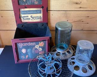 Chicken Feeders Wooden Planter Wire Basket  Two Tiered Game Rack For Drying Game Or Herbs