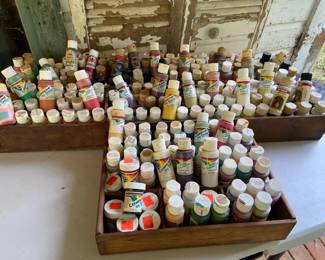 3 Wood Boxes w Huge Lot Of Branded Artists Paint