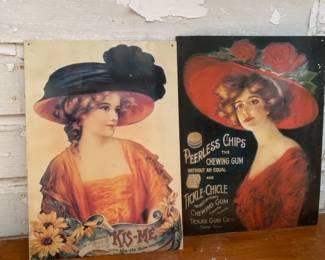 Vintage Metal Pinup Girl Signs