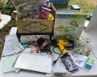 Craft Lot of Wagner Heat Gun Mini Hot Glue Gun and Glue Sticks Stencils and More