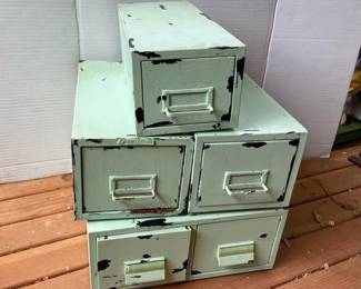 Four Teal Shabby Chic Storage Drawers