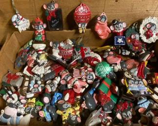 1980s Vintage Hand painted Mice Ornaments