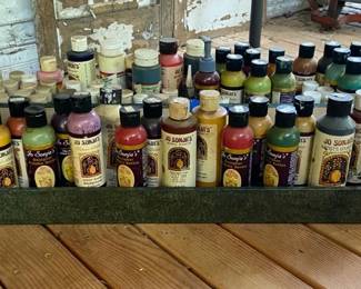 Huge Lot Of Artists Paints  Wood Stains w Moon Painted Box