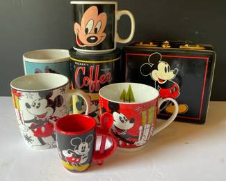 Mickey Mouse Lot Of Mugs Metal Box Coffee Can  Pin