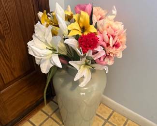 Vase, Faux Flowers 
