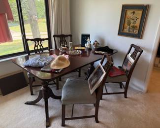 Wooden Dining Table and Chairs, Wall Art