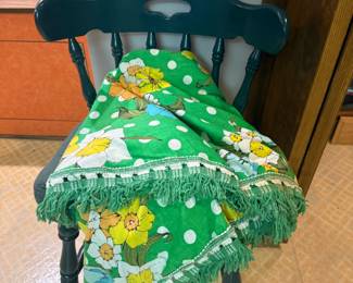 Wooden Chair, Vtg Blanket 