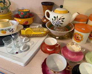 Teacups & Saucers, Decorative Bowls, Vtg Canisters 