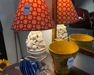 Ceramic Fruit Table Lamp, Ceramiche Virginia Rooster Planter