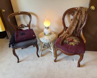 Antique Chairs, Wicker Table
