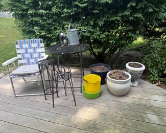 Plant Stands, Planters, Outdoor Table, Vtg Folding Chair