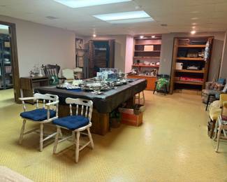 Wooden Chairs, Pool Table 