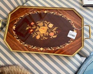 Wood Floral Tray 