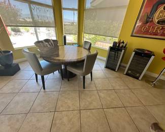 Round Marble-top table & 4 chairs. Excellent condition. Breakfast table. Delivery available for extra fee.