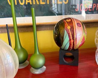 Vintage mid-century modern Carlo Moretti Satinato pencil-neck bud vases from Murano, Italy.