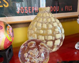 Vintage art glass paperweight. Glass vase, Italian, “genie in a bottle”