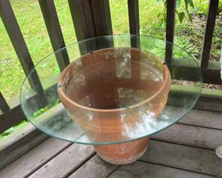 Large Terracotta Planter with Glass Top