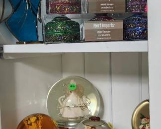 snow globes and decorative storage